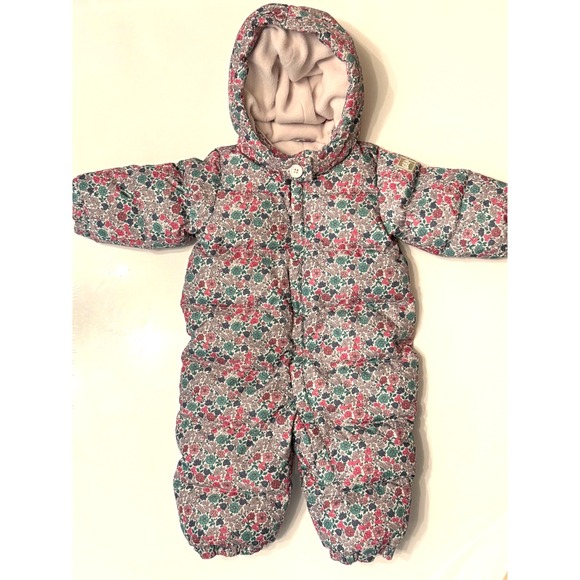 GAP Other - Baby Gap size 6-12 Months Down Filled Snow Suit Bunting Floral Fleece Lined
